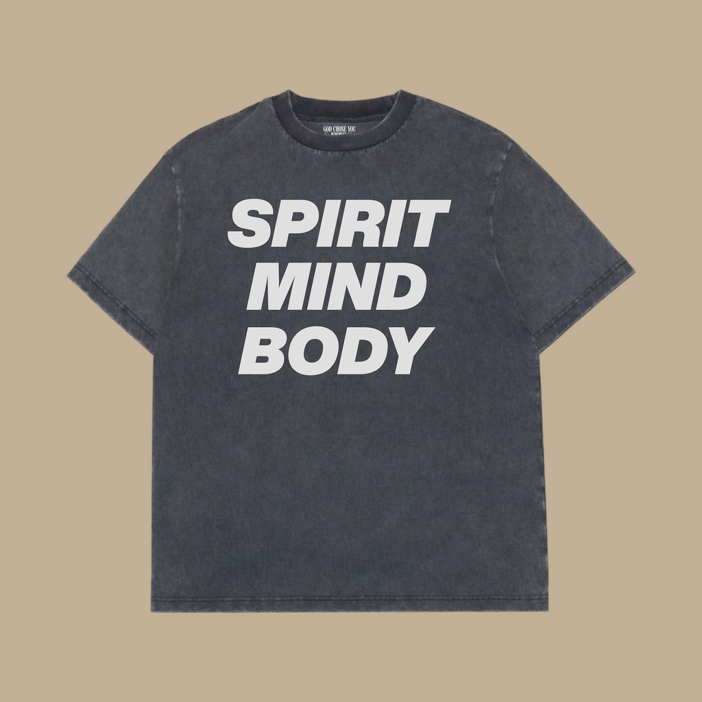 Spirit Mind Body Grey- Heavyweight Vintage Tee