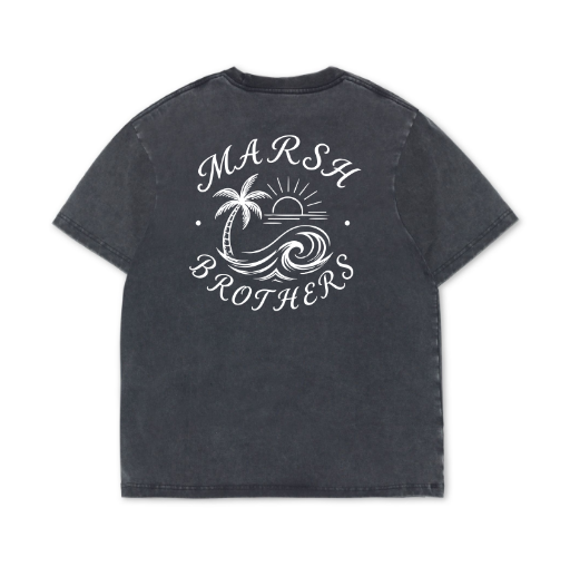 7.5 Oz Heavyweight Vintage Black Tee Print Front + Back White Print