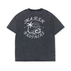 7.5 Oz Heavyweight Vintage Black Tee Print Front + Back White Print