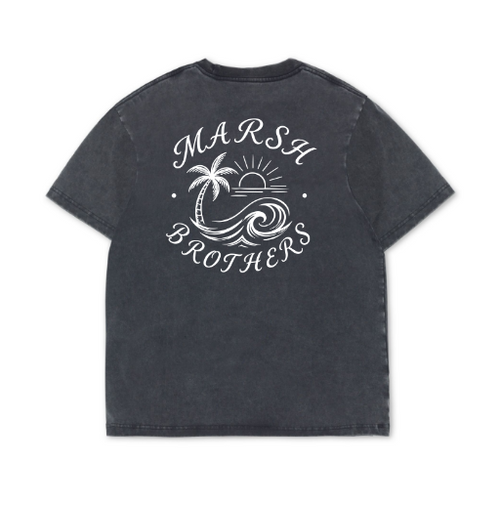 7.5 Oz Heavyweight Vintage Black Tee Print Front + Back White Print
