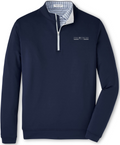 Peter Millar Men's British Navy Blue Perth Performance Quarter-Zip Embroidery left chest silver thread RUSH ORDER