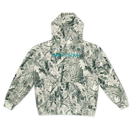 Hoodie Embroidered White Camo (blue thread)