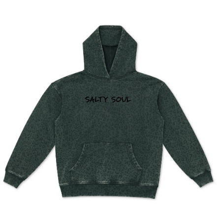 Hoodie Embroidered black Leopard (black thread)